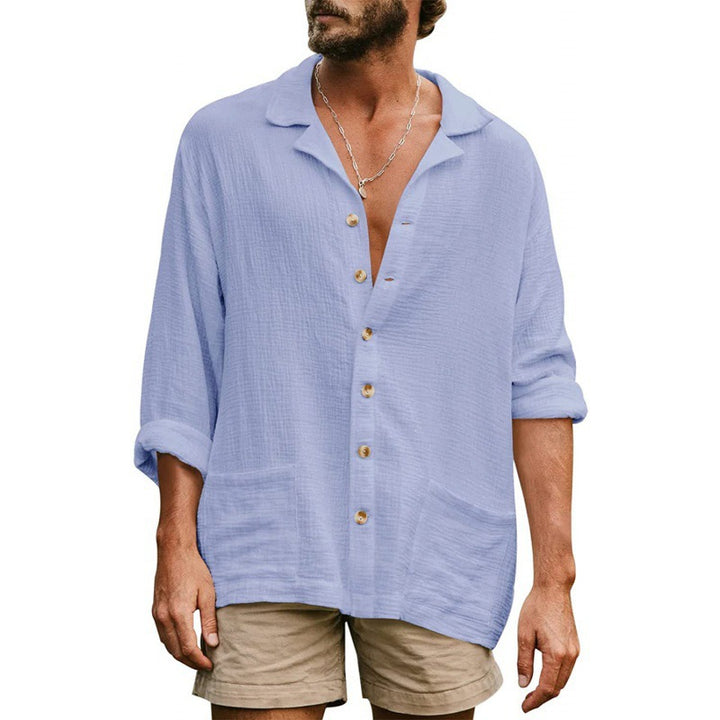 Men's casual long sleeve shirt with button placket and practical pockets Lune London
