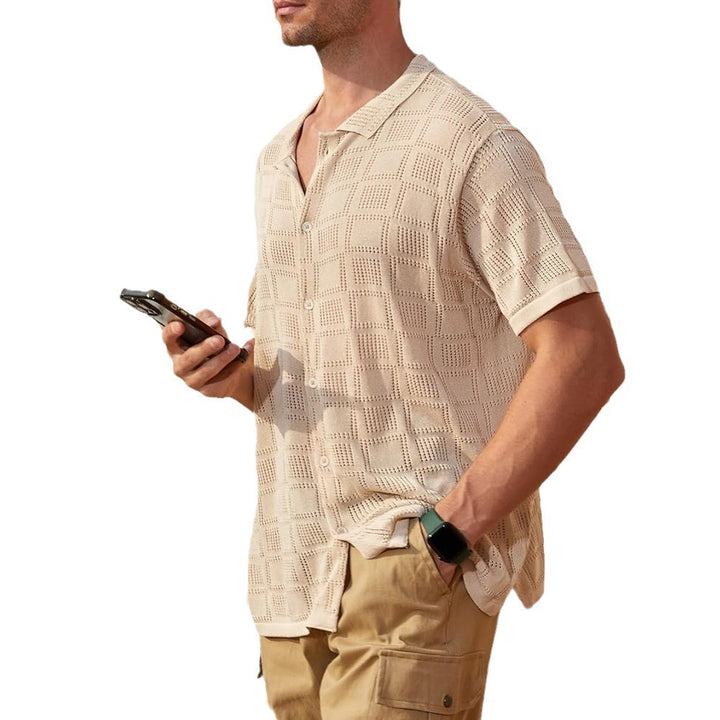 Casual short-sleeve shirt for men with textured pattern Amarae