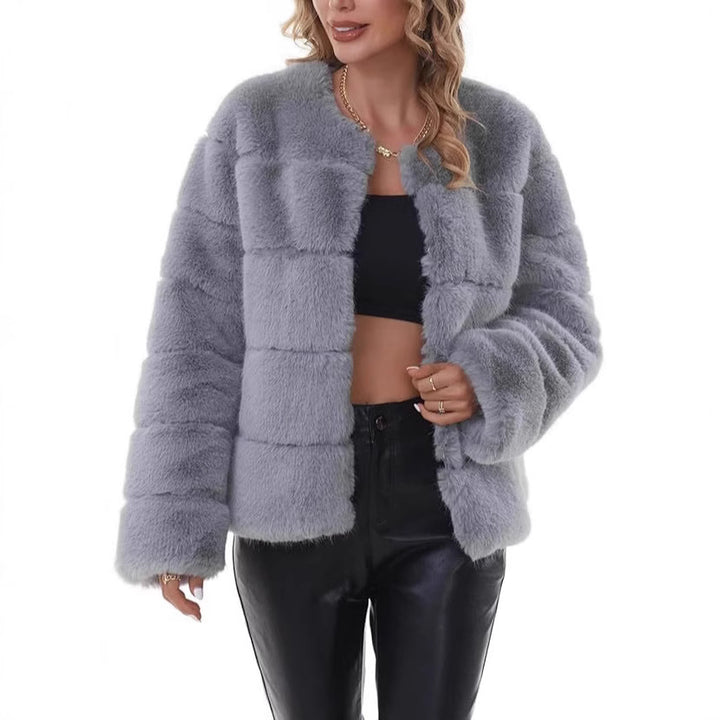 Faux fur jacket for women with structured cut and voluminous sleeves Lune London