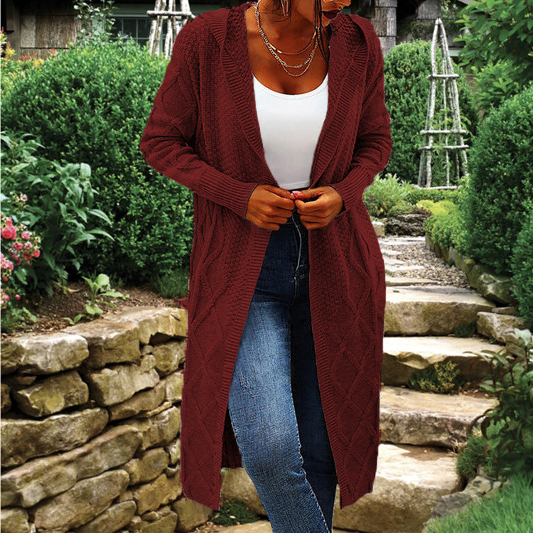 Knitted coat for women with braided crocheted design and open cut Amarae