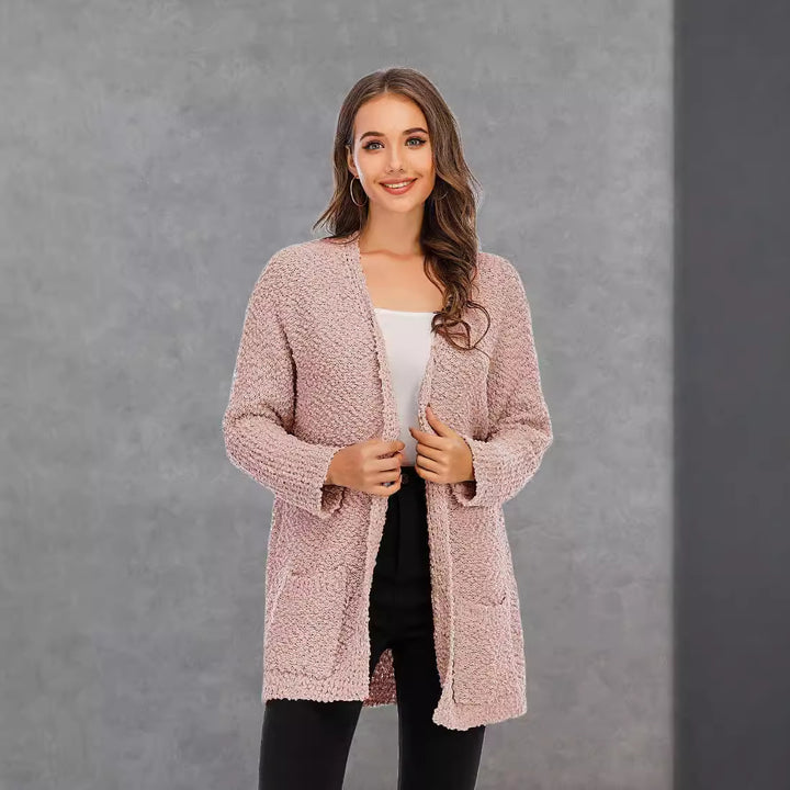 Cardigan cosy femme avec coupe ouverte et grandes poches Chic & Stil