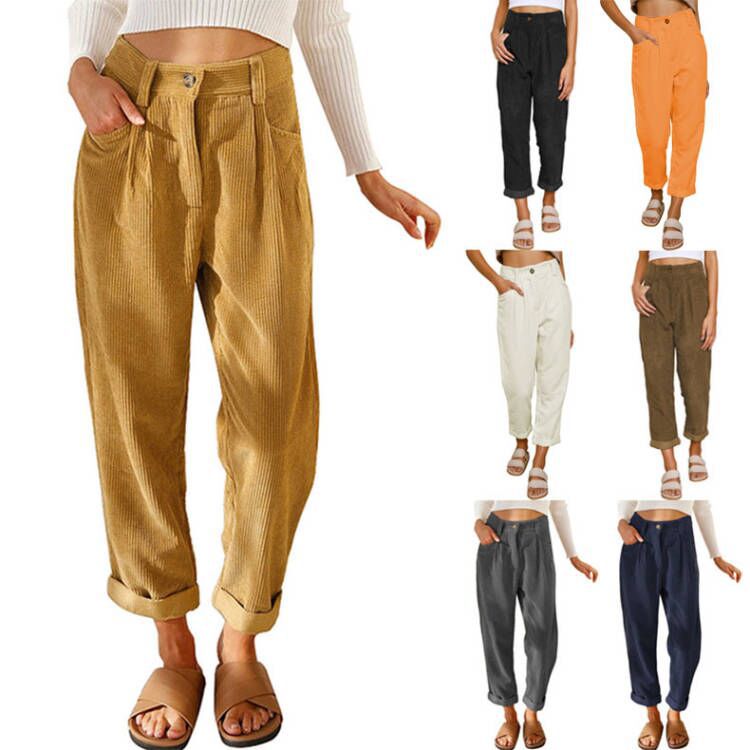 High-waisted wide-leg corduroy pants for women Lune London