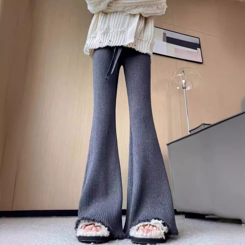 Comfortable ribbed knit pants for women with wide legs Amarae