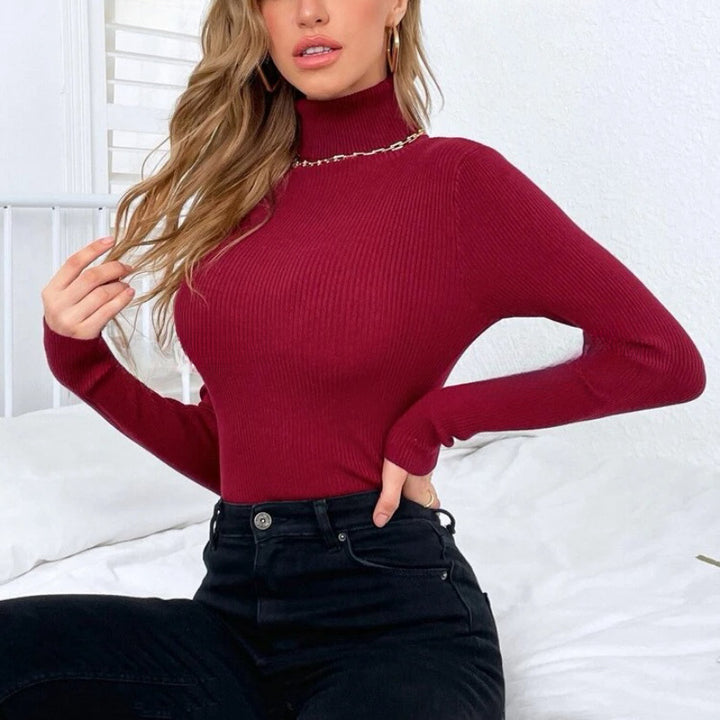 Ladies elegant turtleneck sweater with fine ribbed structure Lune London