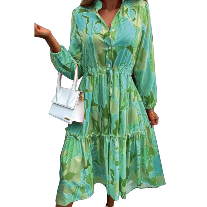 Long sleeve t-shirt dress for women with a relaxed silhouette and drawstring at the waist Lune London