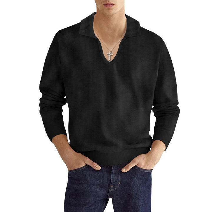 V-neck knitted top for men with structured design Lune London