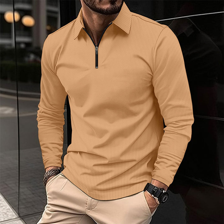 Men's elegant long sleeve shirt with innovative zipper closure and textured top Lune London