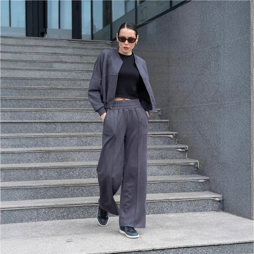 Oversized sport jacket for women with elastic sleeves and wide pants Amarae