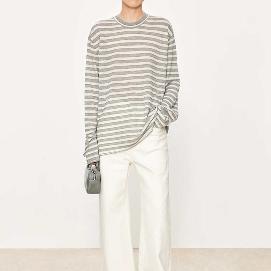 Casual long sleeve t-shirt for women with trendy striped pattern Lune London
