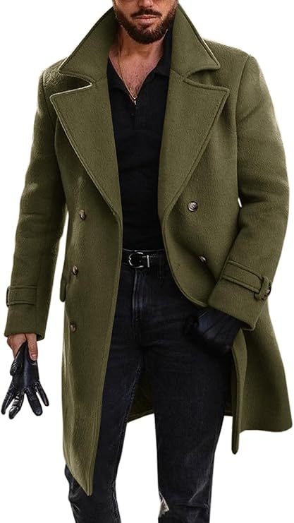 Elegant long coat for men with double-breasted Lune London