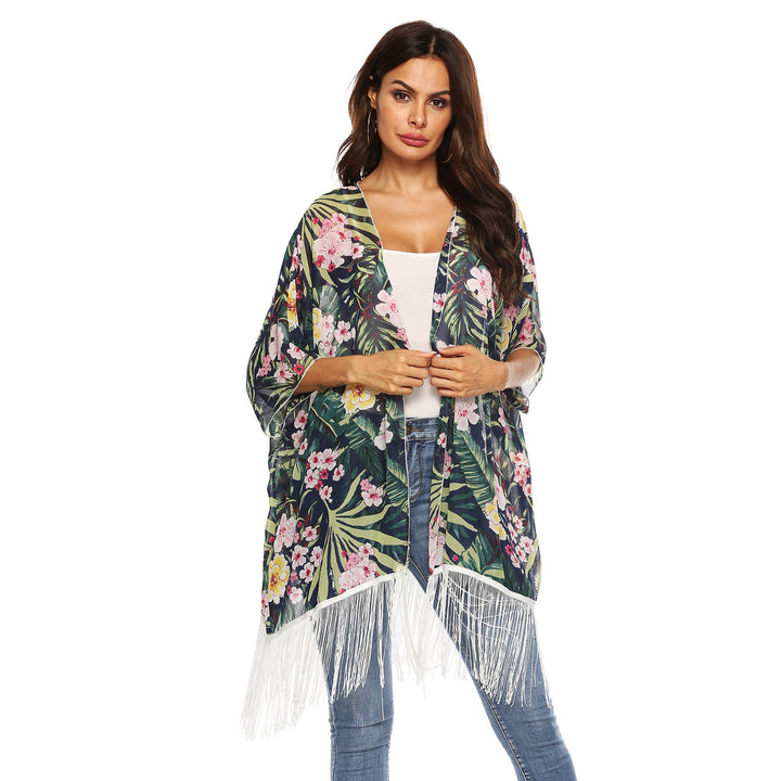 Ladies bohemian floral pattern wrap kimono Lune London