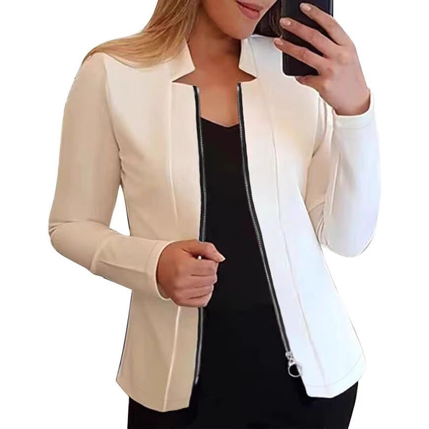 Veste élégante pour femmes avec fermeture éclair intégrale et coupe slim Lune London