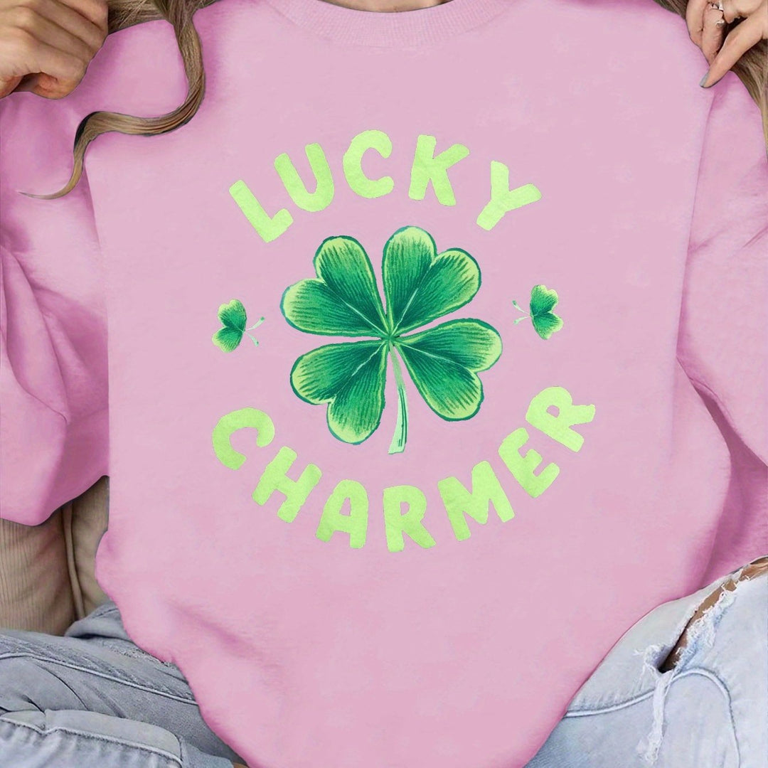 Sweatshirt pour femmes avec un design de trèfle tendance et une lettering inspirante Chic & Stil