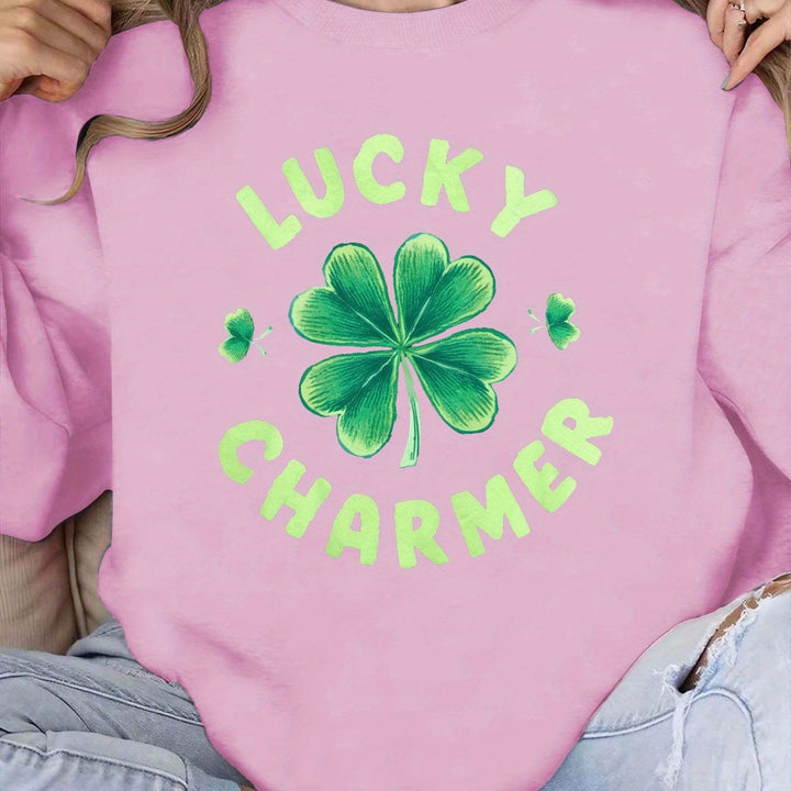 Sweatshirt pour femmes avec un design de trèfle tendance et une lettering inspirante Chic & Stil