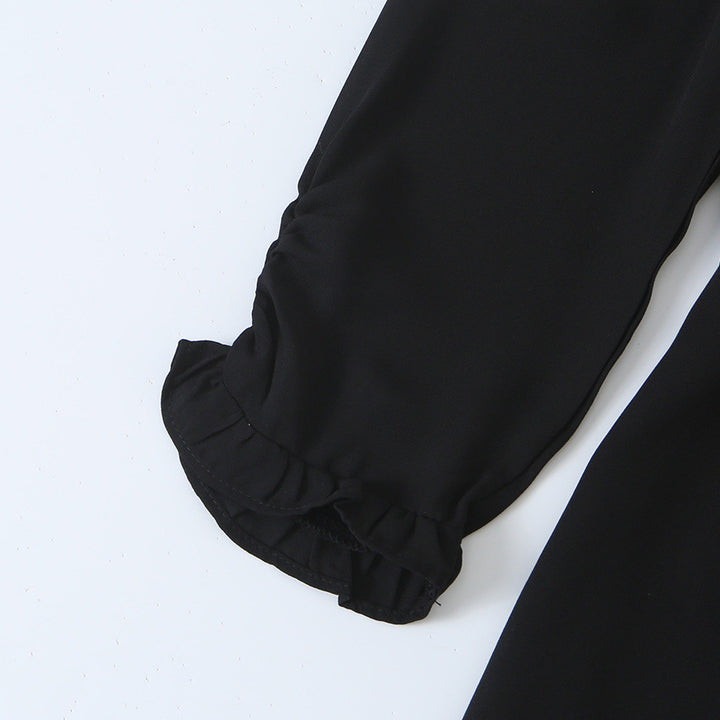Women's A-line mini dress with ruffled square neckline, tailored silhouette, and tie straps Amarae