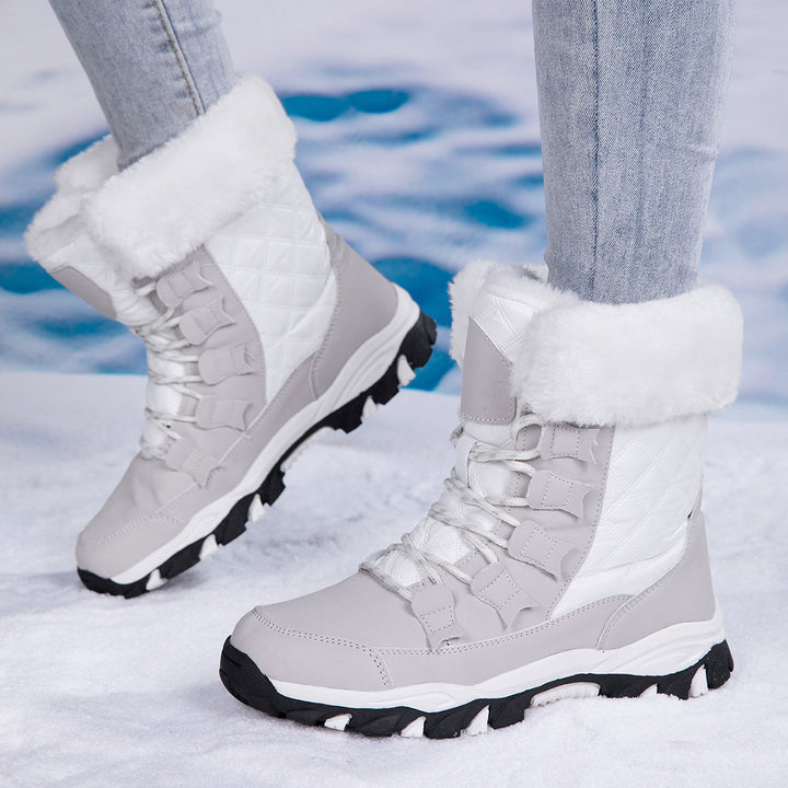 Women's Insulated Thermal Winter Boots with Quilted Surface, Faux Fur Collar and Textured Multi-Zone Outsole Amarae