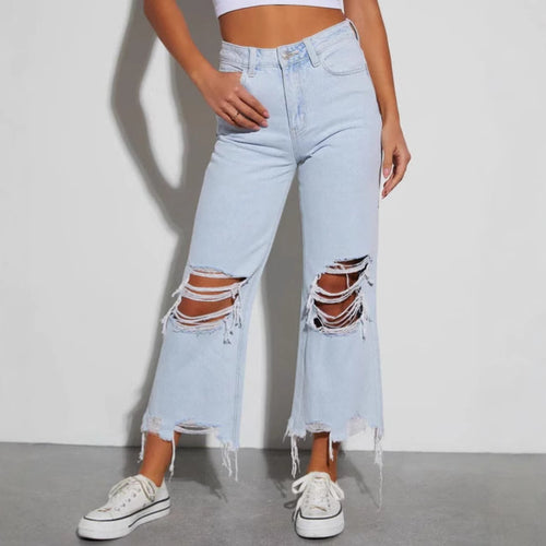 Amarae wide distressed jeans for women