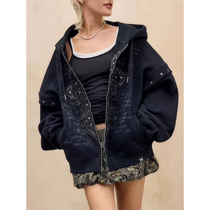 Ladies oversized hoodie with detailed print Lune London