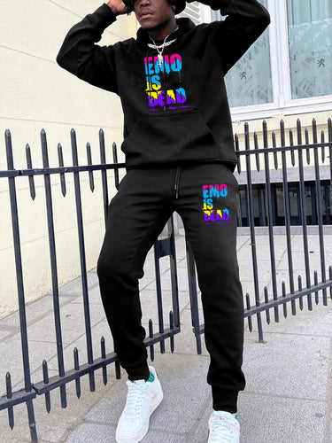 Ladies Sports Hoodie and Jogging Pants Set with Colorful Graphic Element Amarae