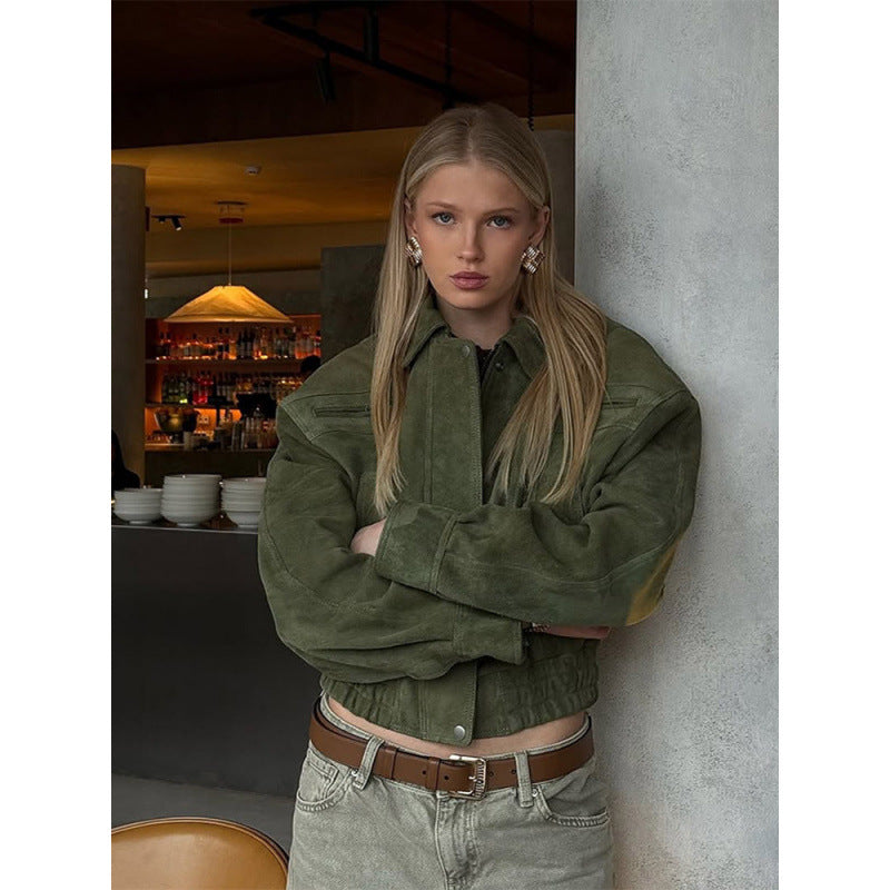 Ladies Cropped Suede Jacket Lune London