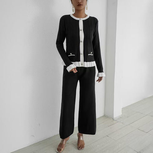 Elegant knitted loungewear set for women with decorative details Amarae