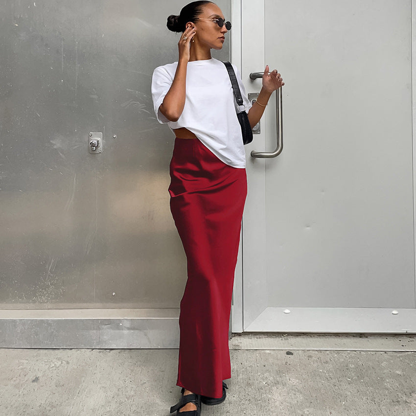 Maxi Skirt in Satin Women Lune London