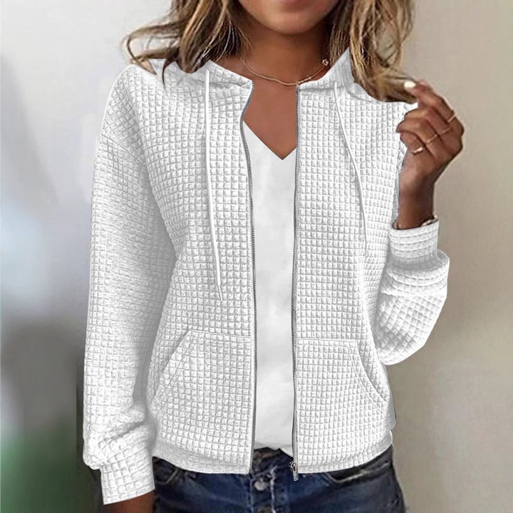 Veste à capuche en texture gaufrée décontractée pour femmes Chic & Stil