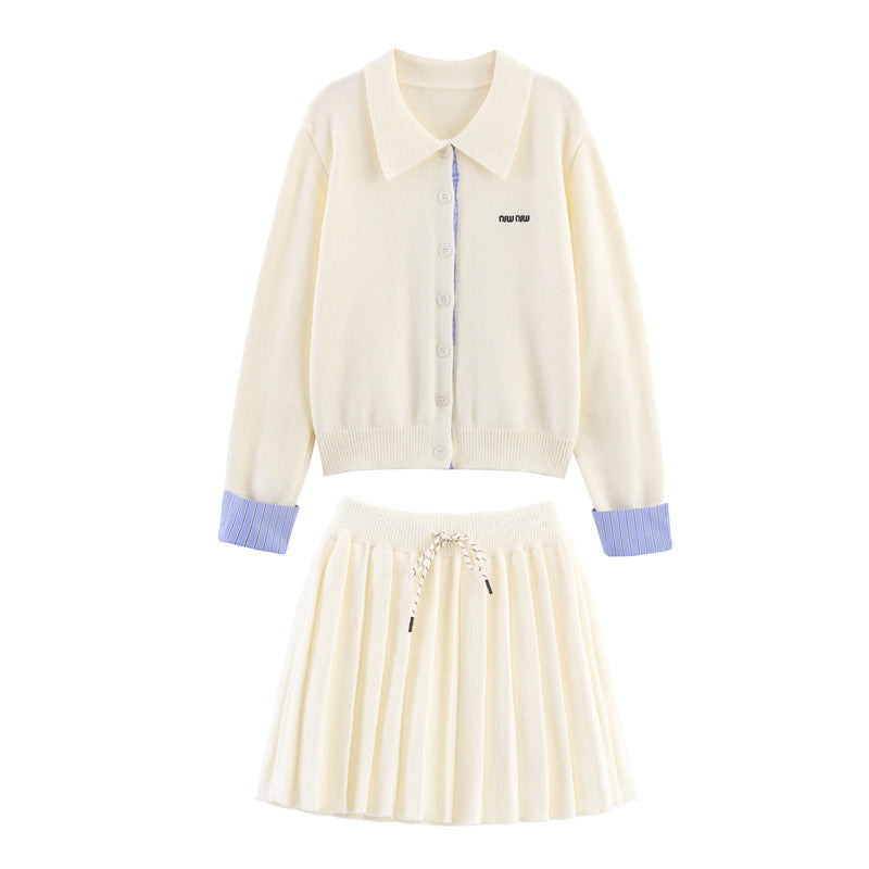 Women's set consisting of a cardigan and a skirt with an elegant pleated look Lune London
