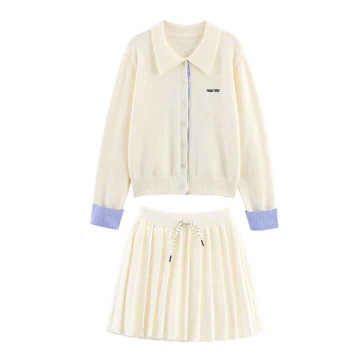 Women's set consisting of a cardigan and a skirt with an elegant pleated look Lune London