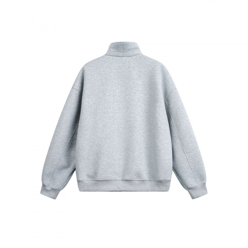 Unisex Lockeres Sweatshirt with short zipper, stand-up collar, and cotton fleece inside Amarae