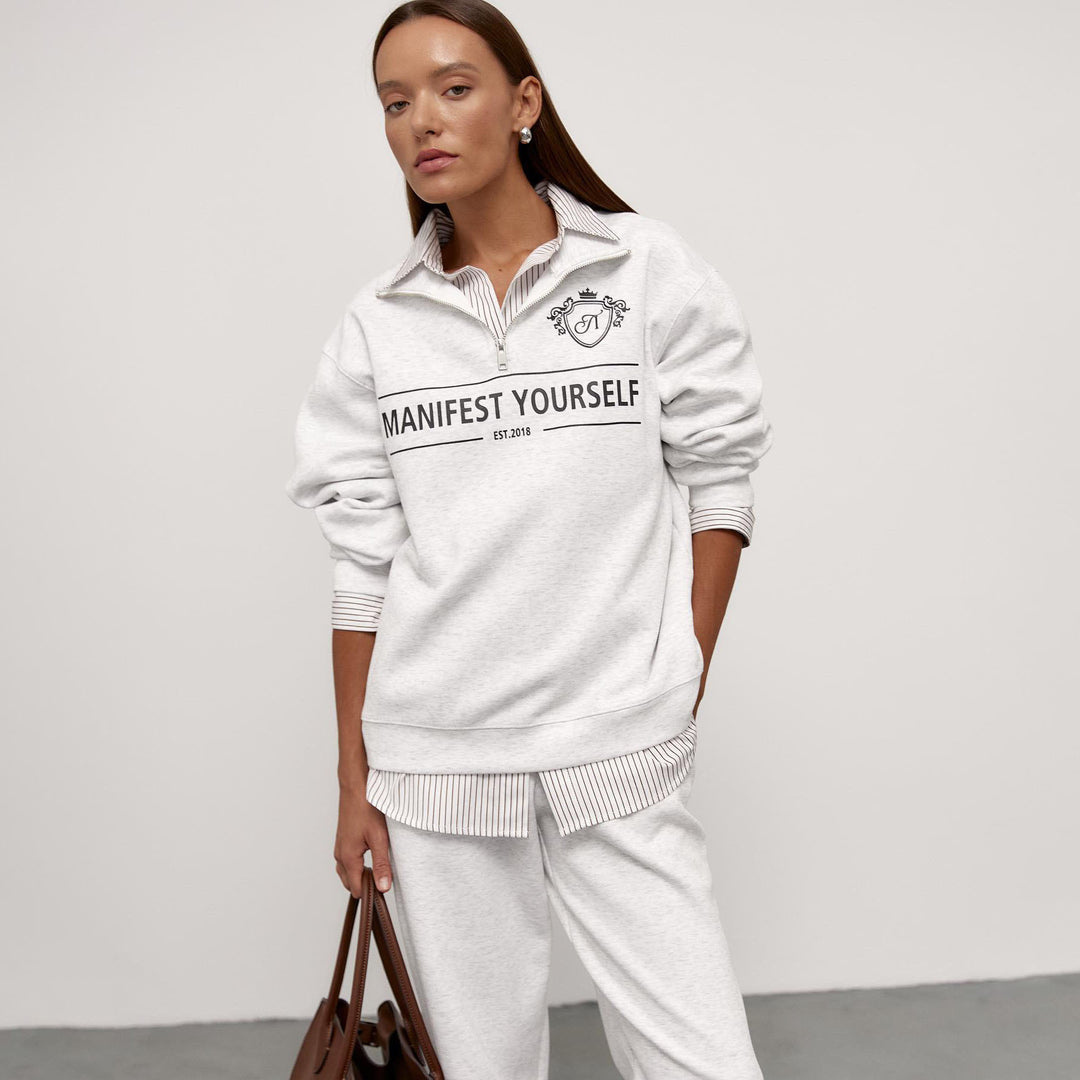Fashionable women's sweatshirt with high collar and creative print Amarae