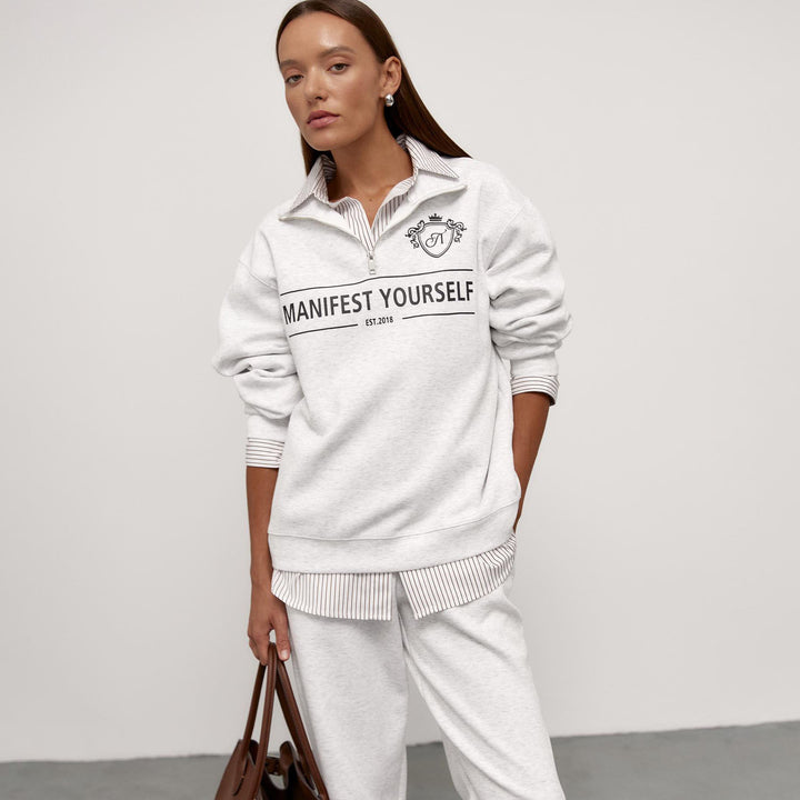 Fashionable women's sweatshirt with high collar and creative print Amarae