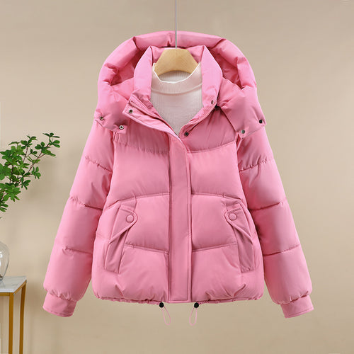 Ladies modern down jacket with removable hood and practical pockets Amarae