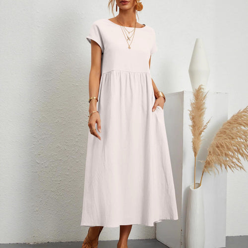 Robe Midi pour Femmes avec Manches Ballon et Poches Pratiques Chic & Stil
