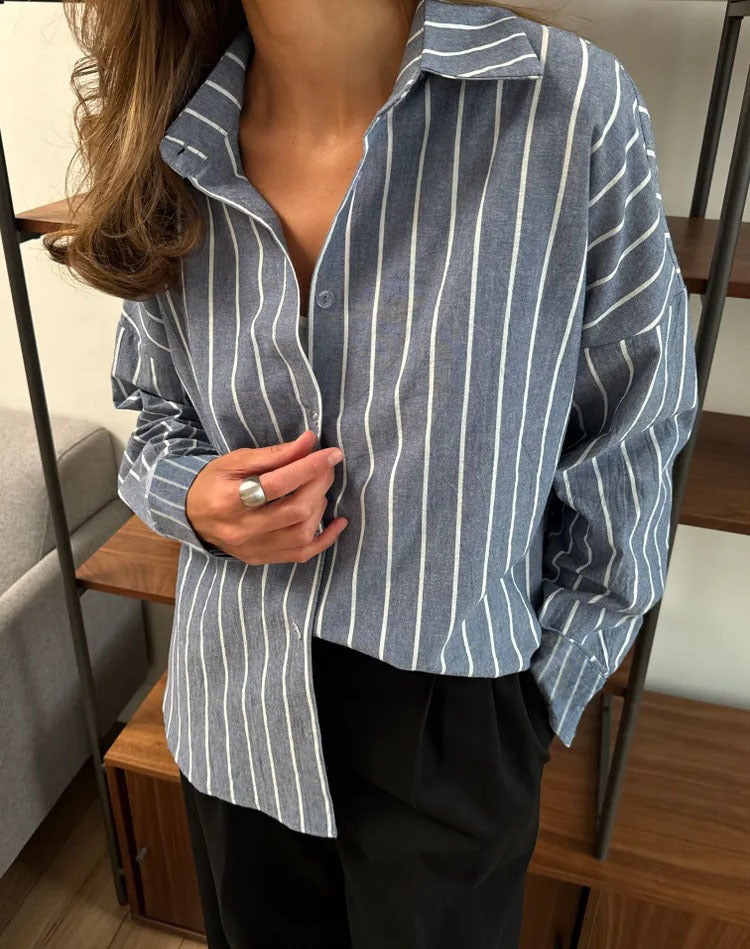 Casual cotton shirt for women with striped design and loose fit Lune London