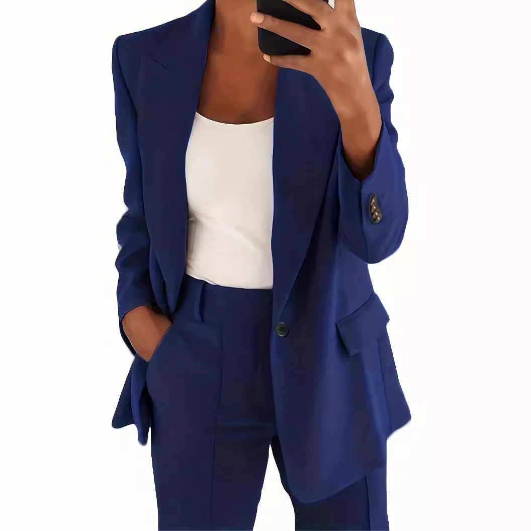 Women high-waisted straight-cut suit trousers with crease Amarae