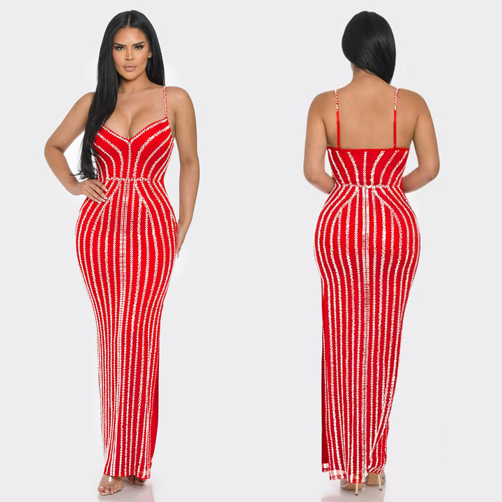 Bodycon evening dress for women with sparkling detail strapless Lune London