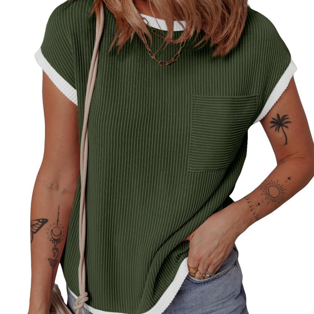 Boxy textured T-shirt for women with pocket Lune London