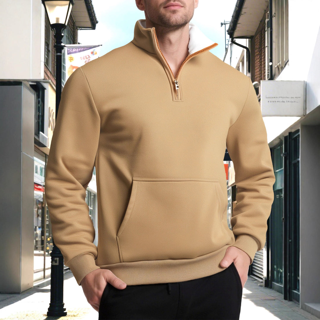 Men's sporty sweatshirt with an innovative collar and a practical kangaroo pocket Lune London