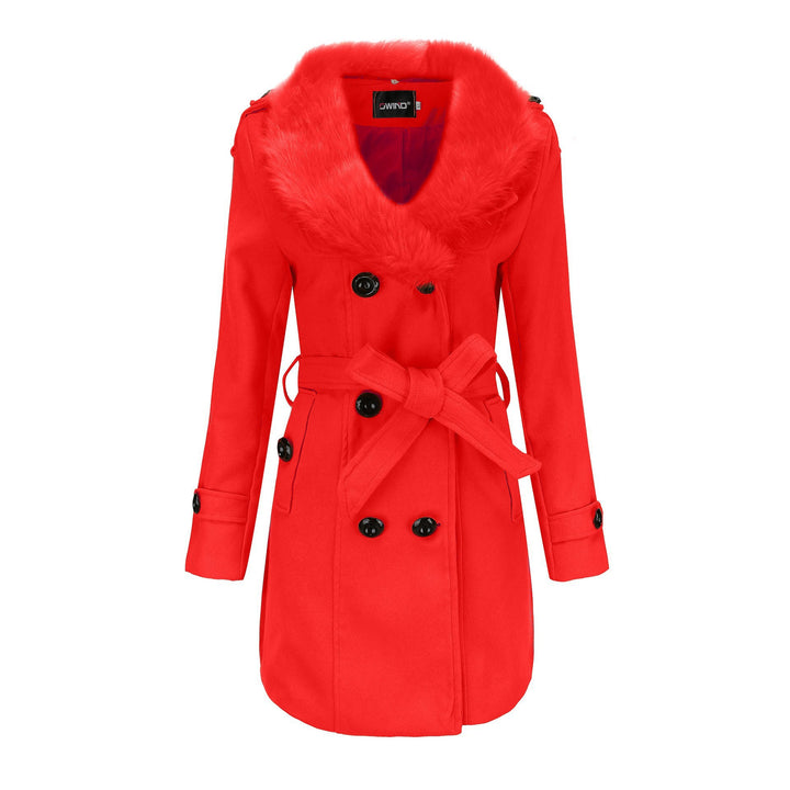 Elegant transitional coat for women with detachable faux fur collar Lune London