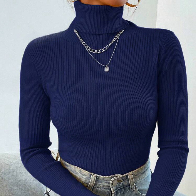 Women's Elegant Turtleneck Sweater with Fine Ribbed Texture Lune London