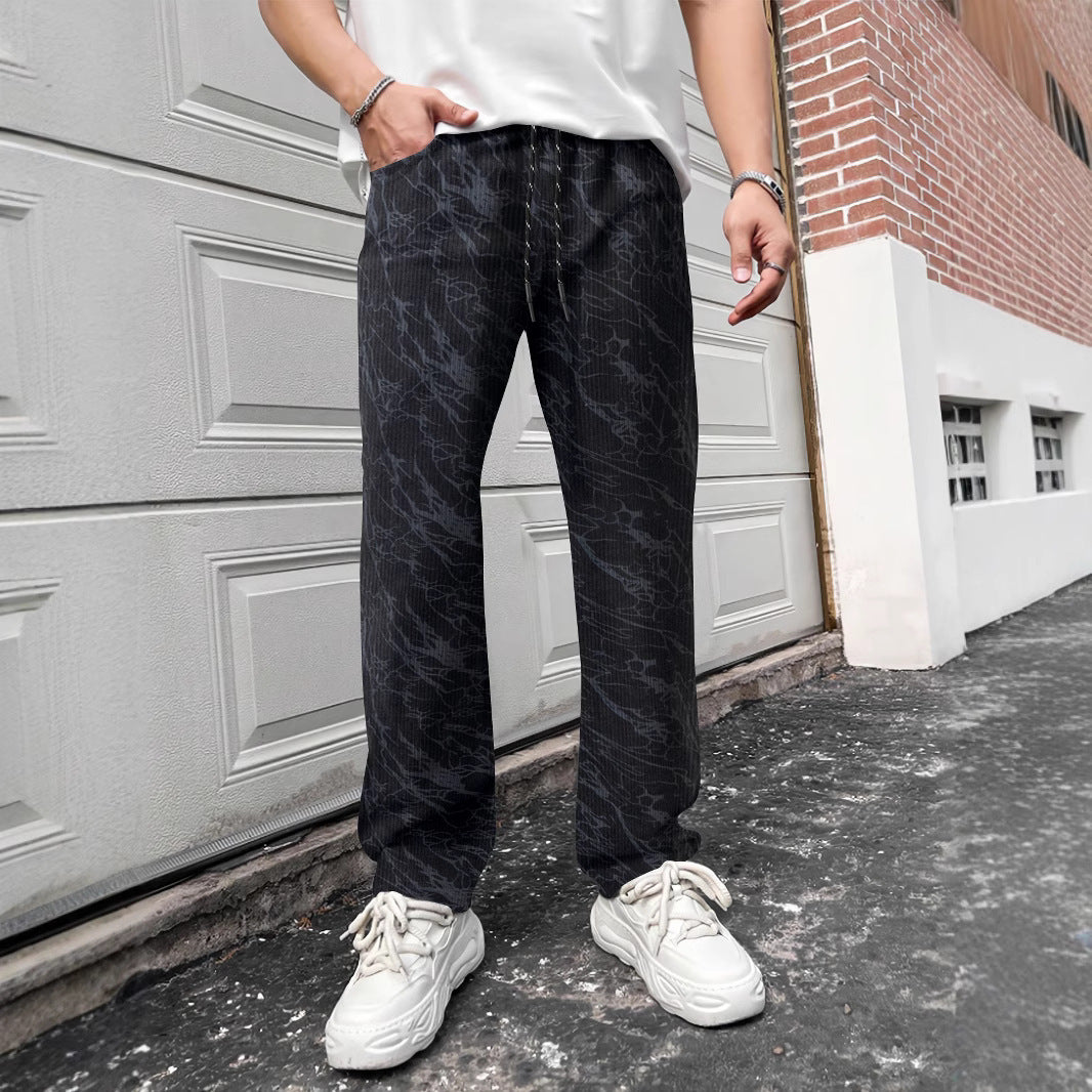 Casual leisure pants for men with elastic waistband and trendy Lune London pattern