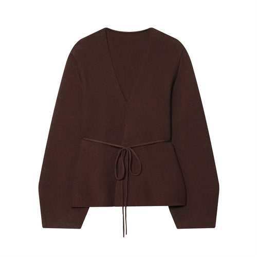 V-neck pullover for women with adjustable tie belt Amarae