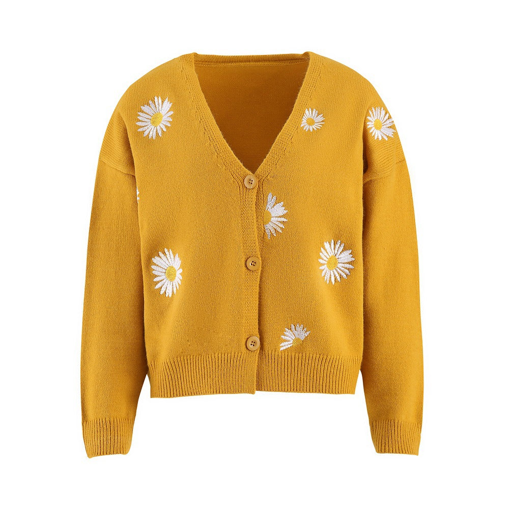 Women's knitted jacket with floral pattern and classic cut Lune London