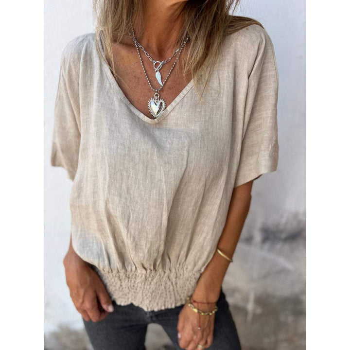 Lady casual top with elastic hem Amarae