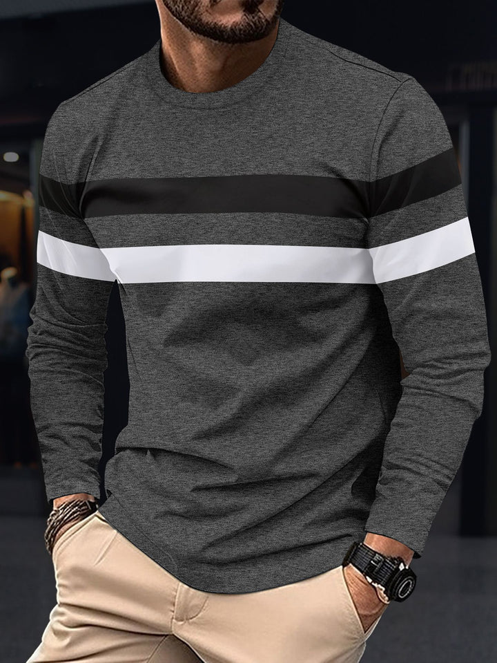 Men's trendy long sleeve t-shirt with chic and stylish sporty stripes