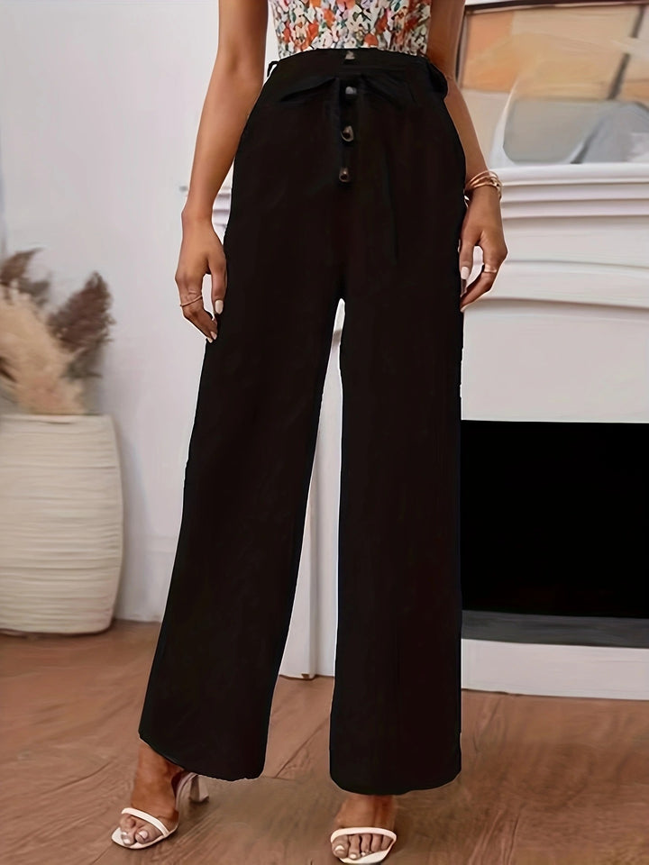Wide high-waisted pants with practical button details Lune London