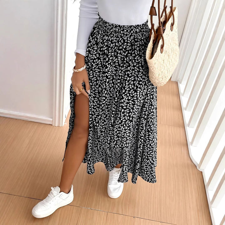Lune London Women's maxi skirt with floral pattern and side slit