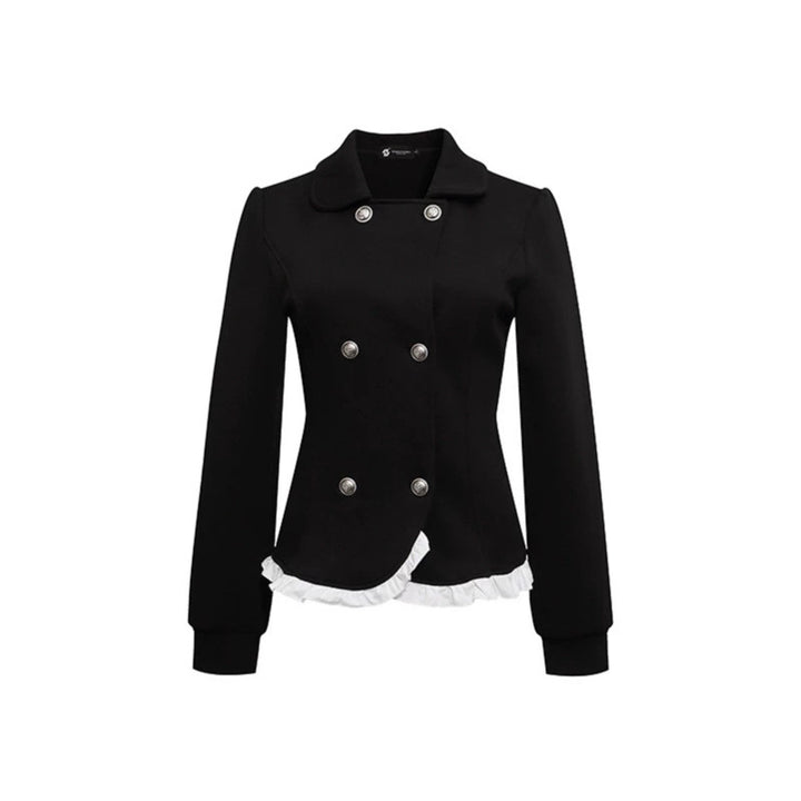 Ladies Tailored Sweat Jacket in Peplum Style with Double Row and Ruffle Trim Amarae