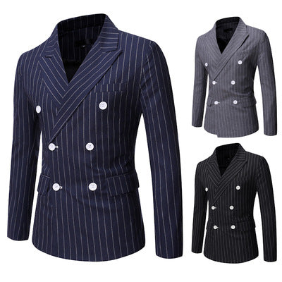 Elegant double-breasted jacket for men with fine stripes Amarae